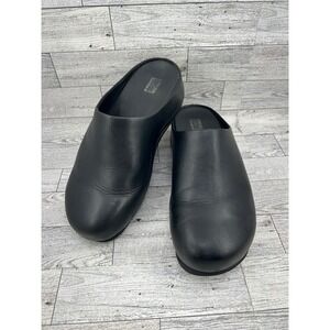 Fitflop Black Leather Clogs Slip On Mules Comfort Shoes Womens US 8 EU 39